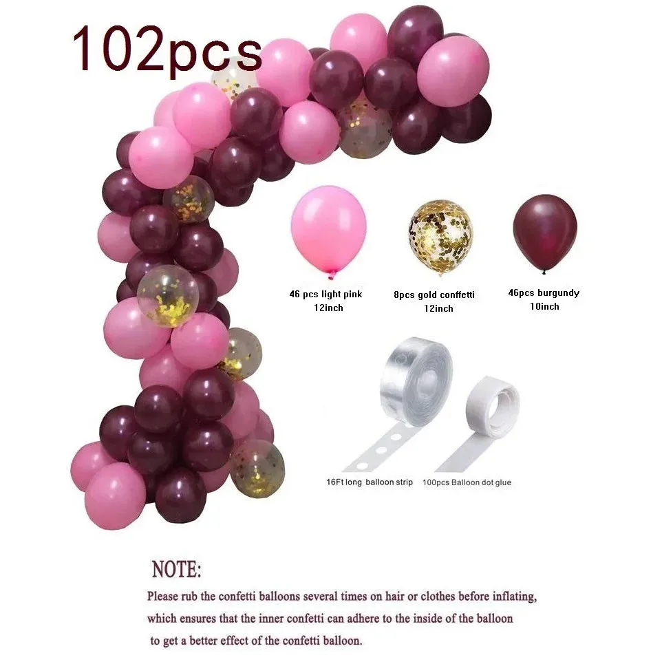 SINOTAO   -  1 Set Red Pink Gold Confetti Balloons Garland Arch Kit Globes For Girls Birthday Wedding Party Decor Decorations Supplie