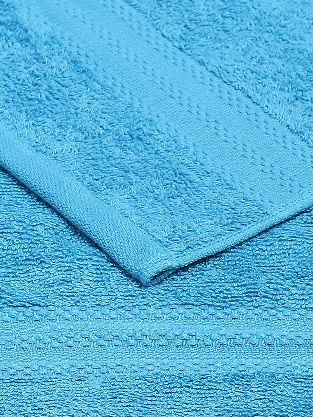 Sky Blue Cotton Solid 380 GSM 2 Bath Towel & 2 Hand Towel