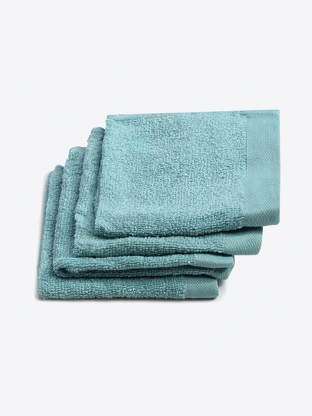 Sky Blue Cotton Solid 600 GSM Face Towel (Pack of 4)