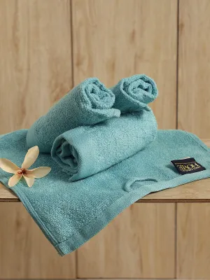 Sky Blue Cotton Solid 600 GSM Face Towel (Pack of 4)