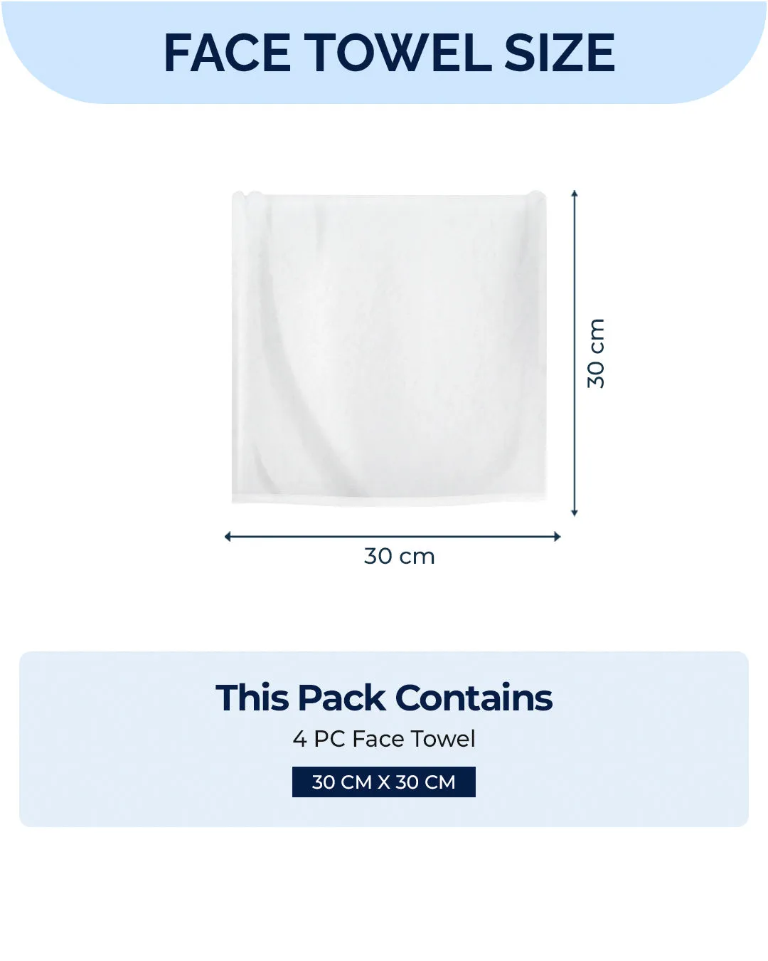 Sky Blue Cotton Solid 600 GSM Face Towel (Pack of 4)