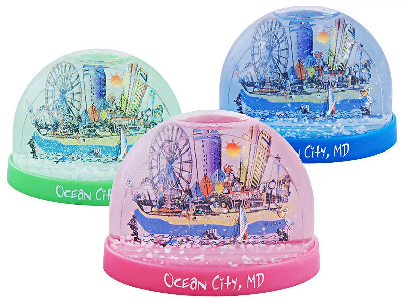 SNOC1 Snow Globe O.C. Cartoonscape Pink Light Blue Lime mix