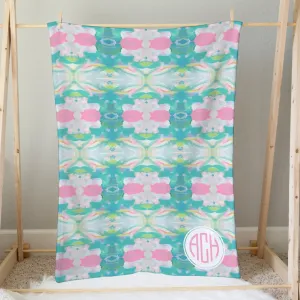Southern Preppy Abstract Monogrammed Minky Blanket