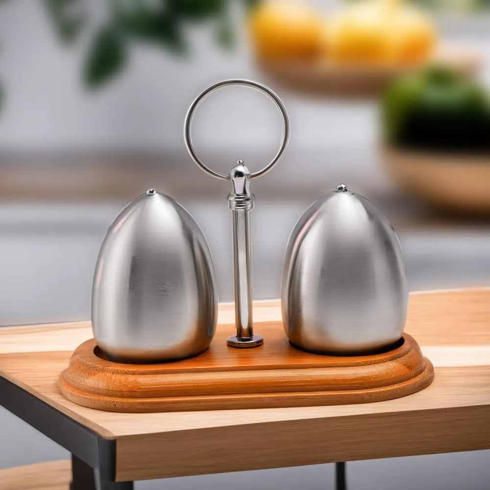 The Better Home Stainless Steel Salt & Pepper Shaker Set - Silver | Moisture-Proof Shakers with Holder | Perfect Pour Holes for Kitchen Dining Table Restaurant (Pack of 4)