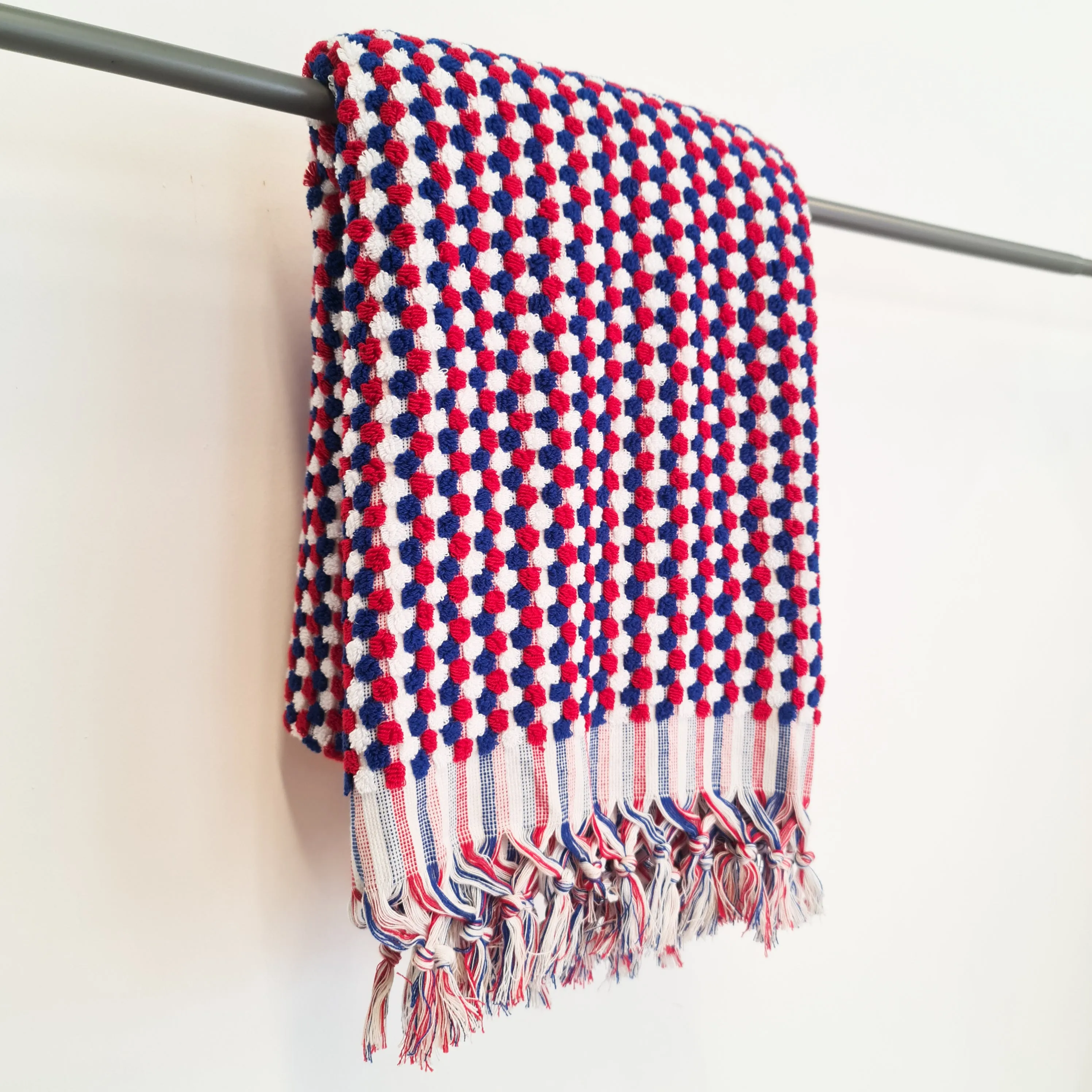 Turkish Hammam Bath Terry Towels Red Indigo Dotted