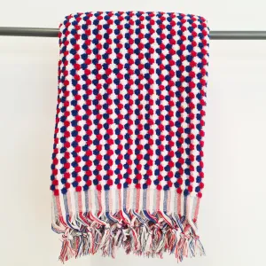 Turkish Hammam Bath Terry Towels Red Indigo Dotted