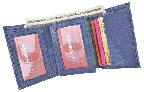 Vegan Leather RFID Trifold Wallets For Men - Cruelty Free Non Leather Mens Wallet With 2 ID Windows
