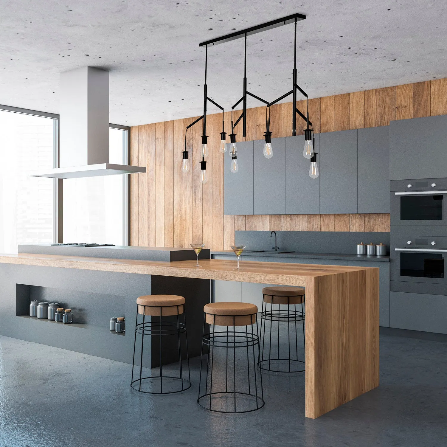 Vine 12 Light Black Pendant