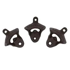 Wall Mounted Bottle Opener Rustic Farmhouse Cast Iron with Screws by iPihsius - Set of 3