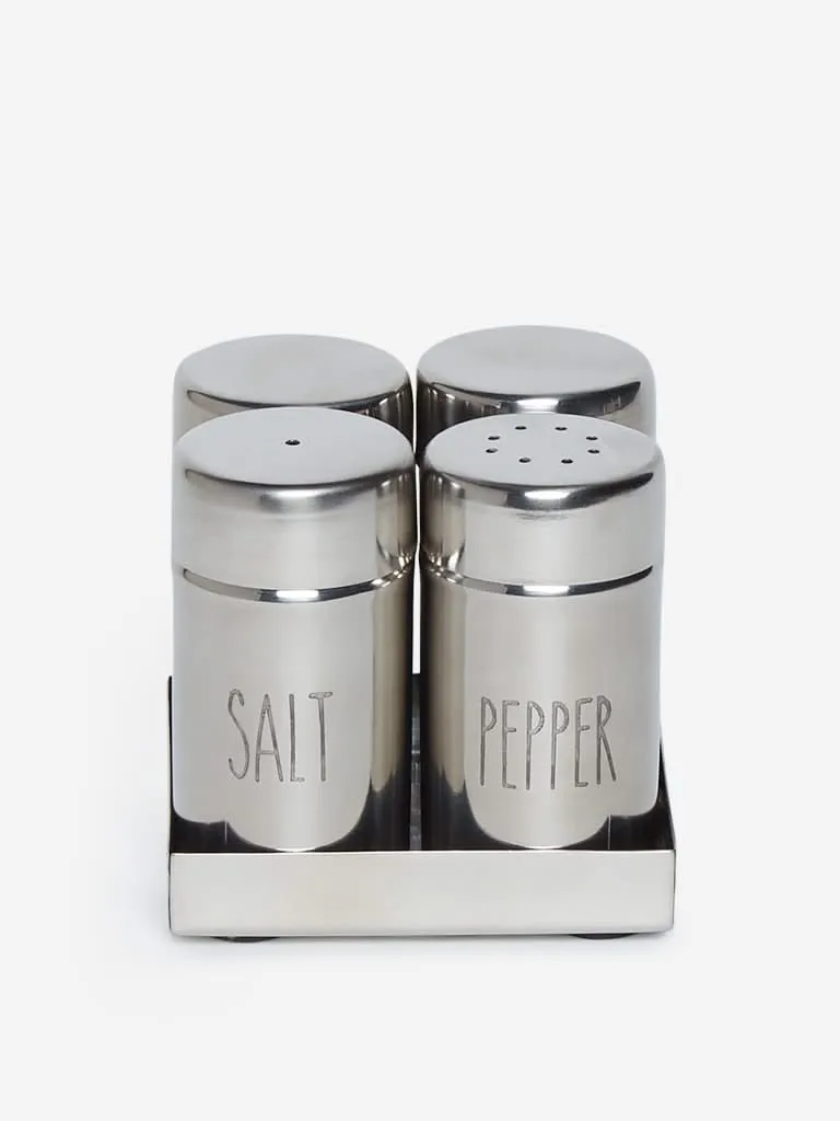 Westside Home Silver Spice Shakers And Tray Set