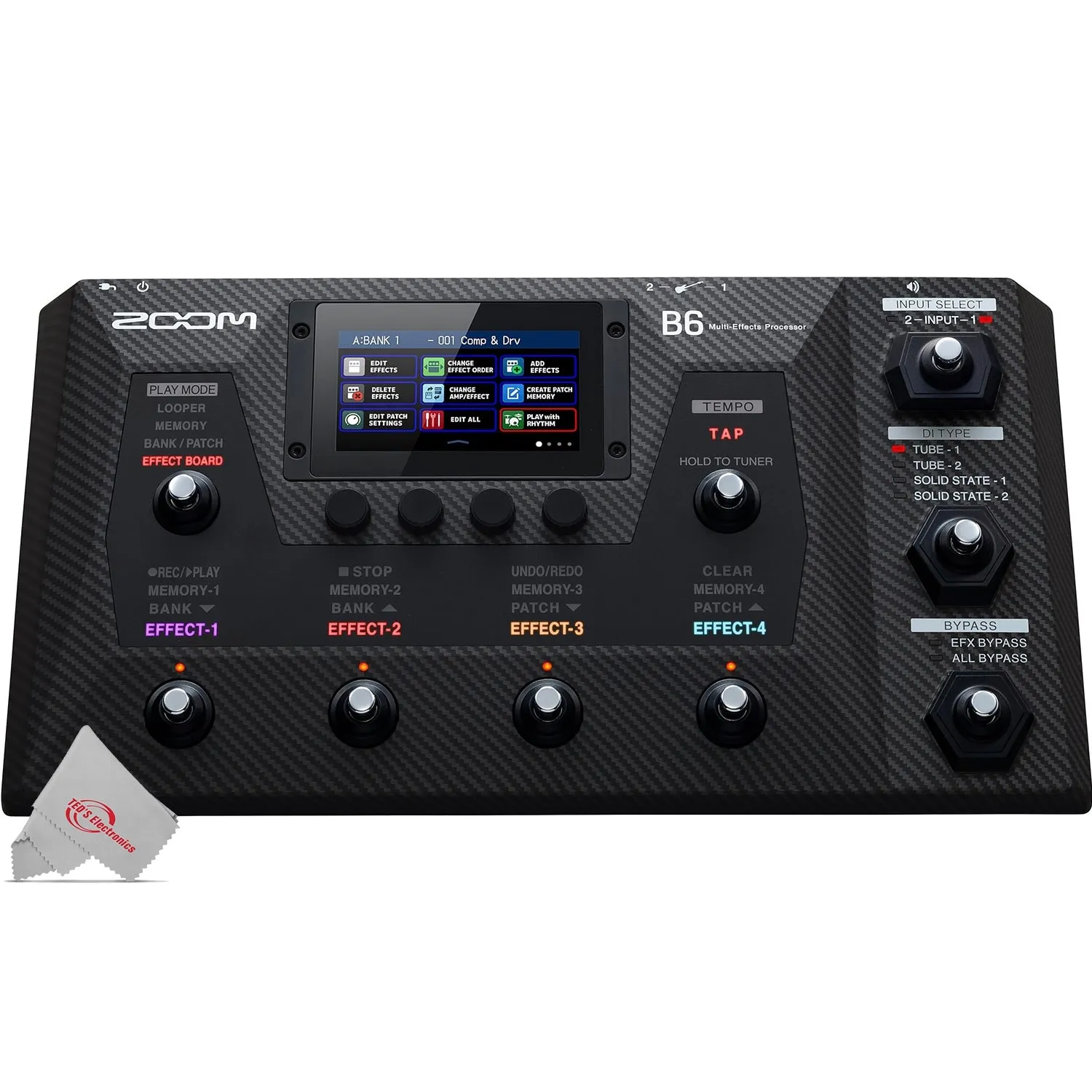 Zoom B6 Multi-Effects Processor for Electric Bass   Pig Hog Cable Accessory Kit & 128GB Memory Card