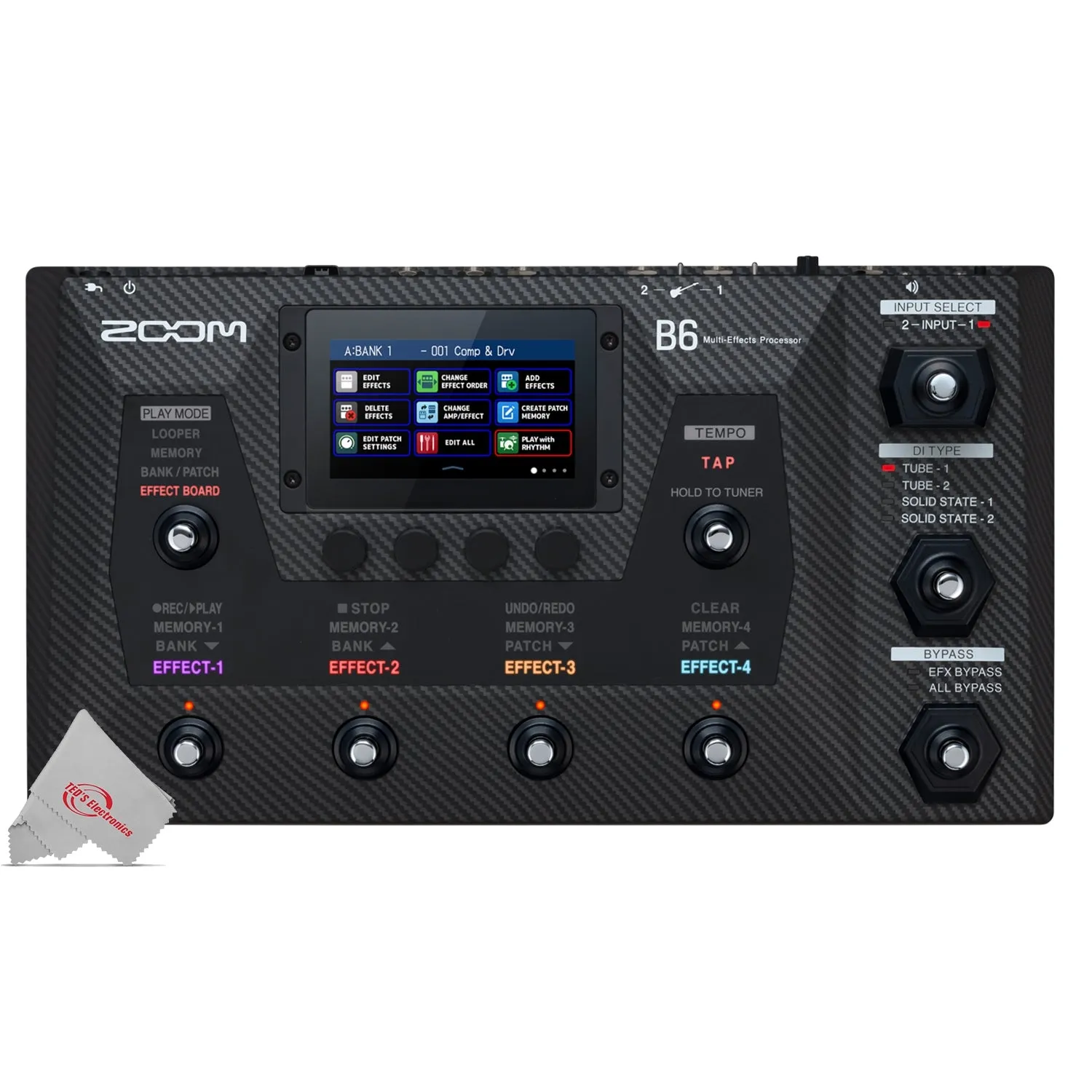 Zoom B6 Multi-Effects Processor for Electric Bass   Pig Hog Cable Accessory Kit & 128GB Memory Card